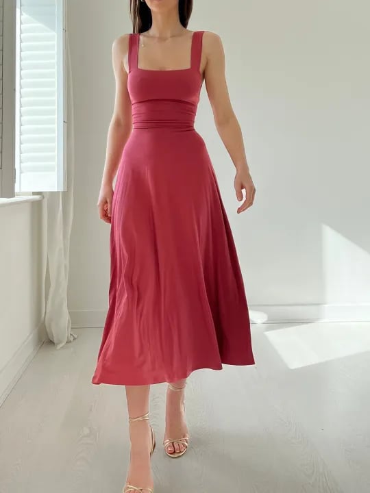 Audrey - Lace-up Midi Dress made from Organic Bamboo with Pockets