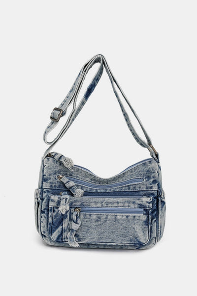 Adjustable Strap Denim Crossbody Bag