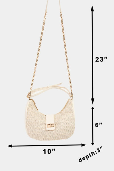 Fame Straw Braid Hobo Bag