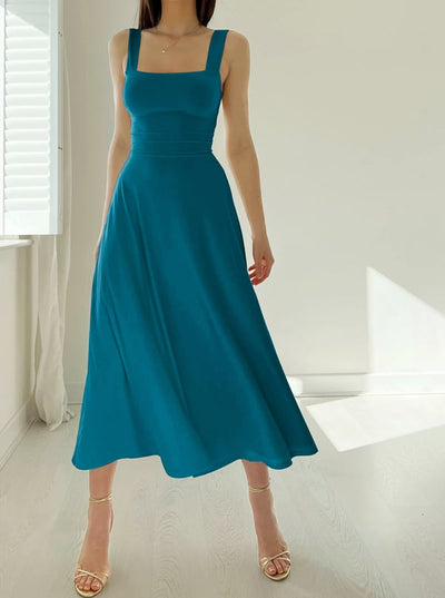 Audrey - Lace-up Midi Dress made from Organic Bamboo with Pockets