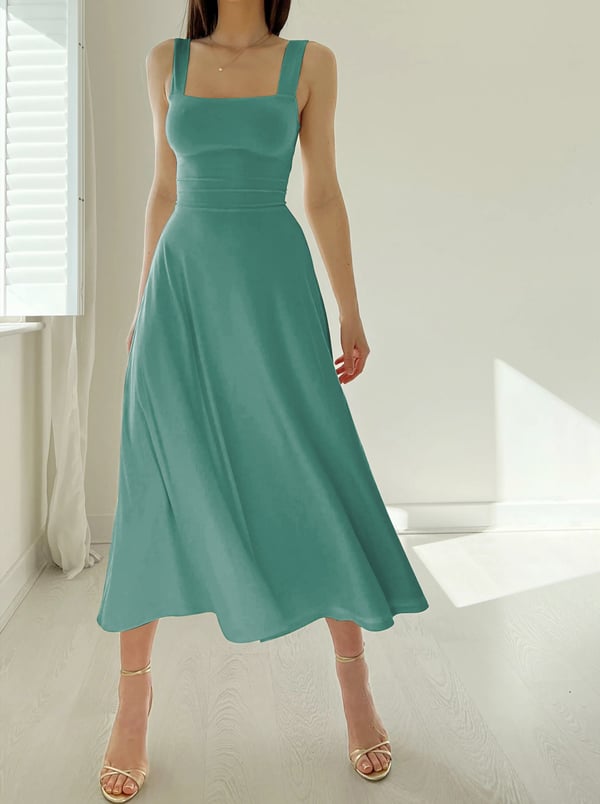 Audrey - Lace-up Midi Dress made from Organic Bamboo with Pockets