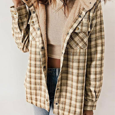 Ashley - Trendy Checkered Winter Jacket with Hood for Ladies