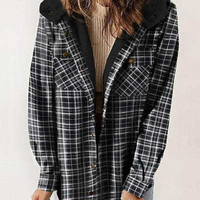 Ashley - Trendy Checkered Winter Jacket with Hood for Ladies