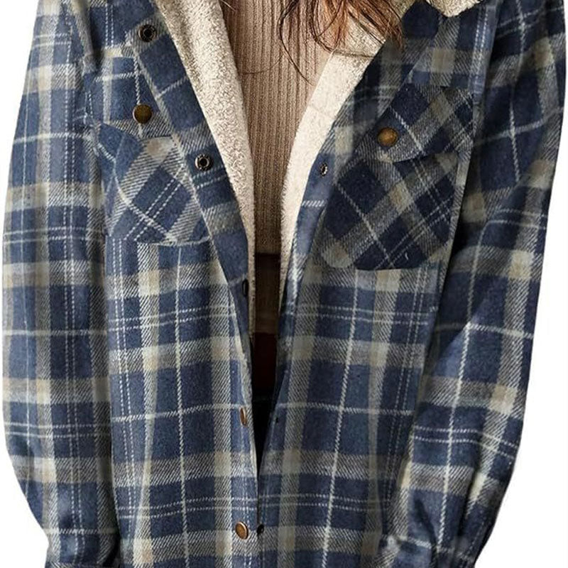 Ashley - Trendy Checkered Winter Jacket with Hood for Ladies