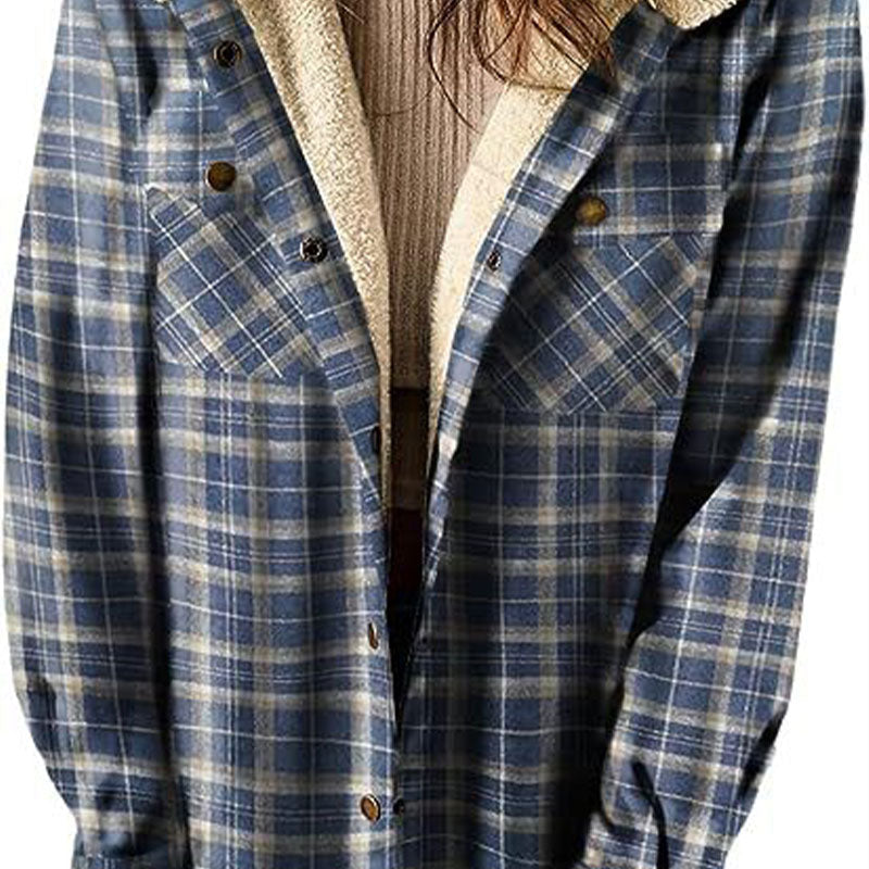 Ashley - Trendy Checkered Winter Jacket with Hood for Ladies